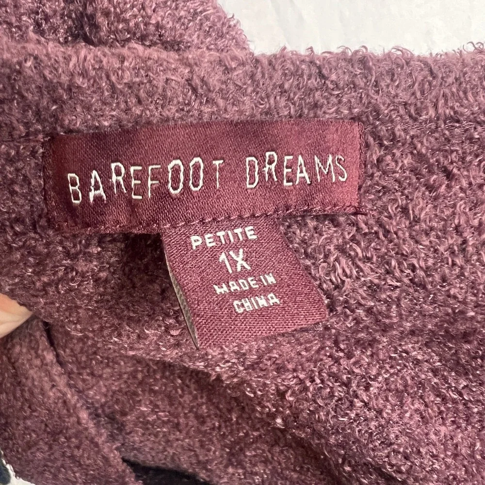 Barefoot Dreams Sweater Women's 1X Petite Cozy Chic V-Neck Plum Soft Loungewear‎